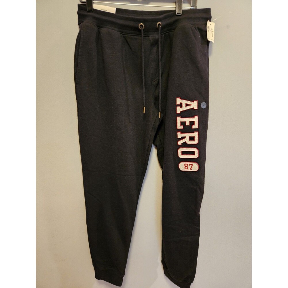 Aeropostale Men’s Jogger Sweatpants Size M Black AERO 87 New With Tags
